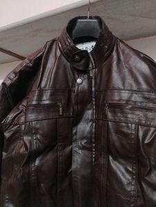 Unisex Brown Biker Leather jacket