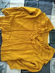 Yellow Lace Neck Blouse