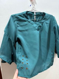 Title: Stylish Teal Green Flared Sleeve