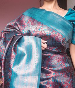 Silk Saree With Copper Zari Work✨️
