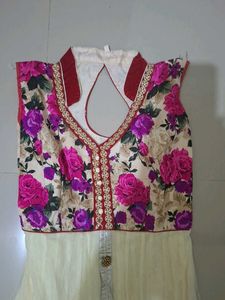 Elegant Floral Print Anarkali Dress