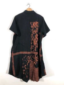 Stylish Black &amp; Brown Printed Shirt Dress 🛒