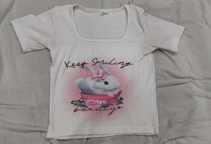 Cute Bunny Graphic Crop Top