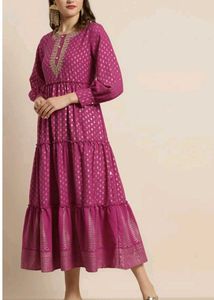 Junier Pink Kurta with Gold Print