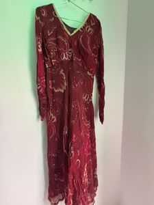 Embellished Red Kurta Set