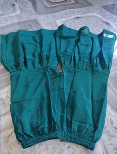 Embroidered Teal Kurta Set with Palazzo &amp; Dupatta