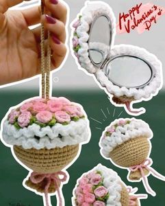 Crochet Flower Mirror Bouquet