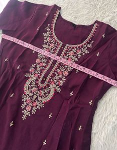 Embroidered Purple Kurta Set with Dupatta