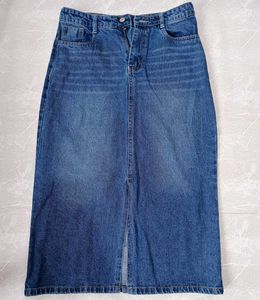 Blue Denim Midi Skirt