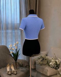 Cute Blue Cable Knit Crop Top 🪢