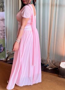 Elegant Off-Shoulder Pink Gown