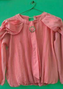 Elegant Pink Pleated Blouse
