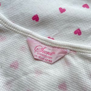 High Quality Branded Pink Hearts White Y2k Top Or Dress