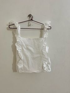 White Ruffle Crop Top