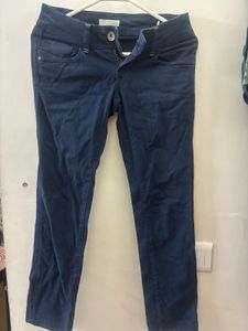 Promod Blue Suede Like Slim Fit Pants