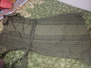 Chic Olive Green Textured Dress