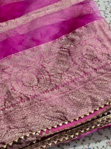 Pink Saree with blouse and Bag ❤️