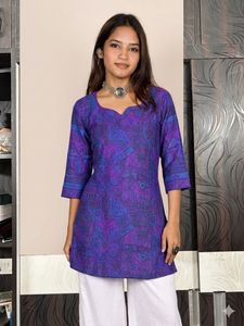 Vibrant Purple Printed Kurta