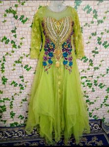Elegant Green Embellished Ethnic Gown