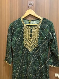 Green Bandhani Kurta