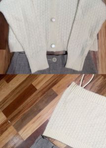 Cream Knit Cardigan &amp; Tank Top Set