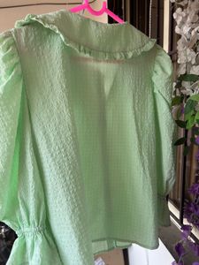 Mint Green Ruffled shirt