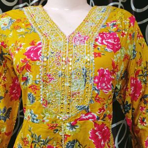 Anarkali Printed Rayon Kurti Set