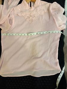 Chic Pink Lace Detail Blouse