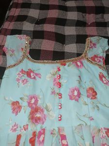 party beautiful Floral Print mirror Kurta sharara