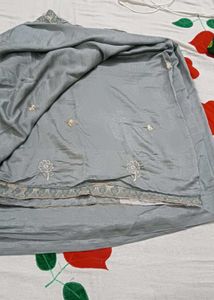 Embroidered Grey Saree