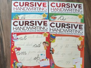 4 Cursive Handwriting Practice Workbooks Set