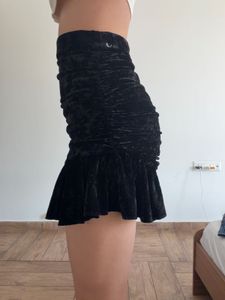 Black Velvet Mini Skirt