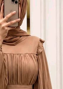 Abaya - Elegant Pleated Brown Stylish Abay
