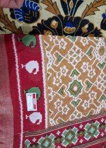 Vibrant Red Saree with Geometric Print