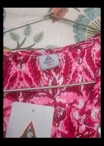 Vibrant Pink Printed Cord set in XL size