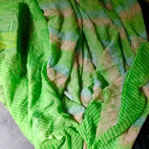 Vibrant Green Tie-Dye Saree