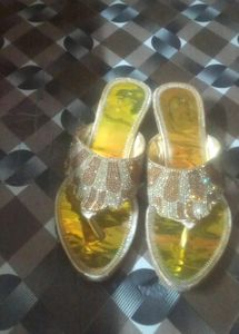 Beautiful Orangish Golden Stone Heels