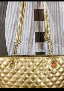 Shiny Gold Quilted Tote Bag