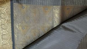 Elegant Grey Saree with Gold Border