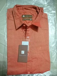 Coral Colour Slim-Fit Shirt (with Tags)