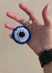 Crocheted Evil Eye Keychain