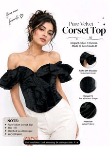 Elegant Black Velvet Corset Top