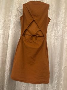 rust open back dress