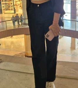 Black High-Waisted Frayed Hem Jeans