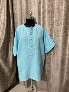Oversized Sky Blue Embroidered Kurta