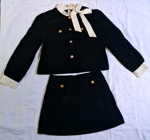 Vintage Black Velvet Skirt Suit