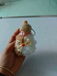 3 Cute Baby Doll Pompom Keychain