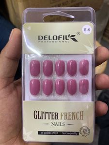 Delofil Glitter French Nail Set - 24 Pcs