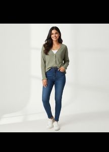 Olive Green Button-Up Cardigan