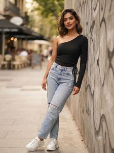 Black Ribbed Halter Neck Top
